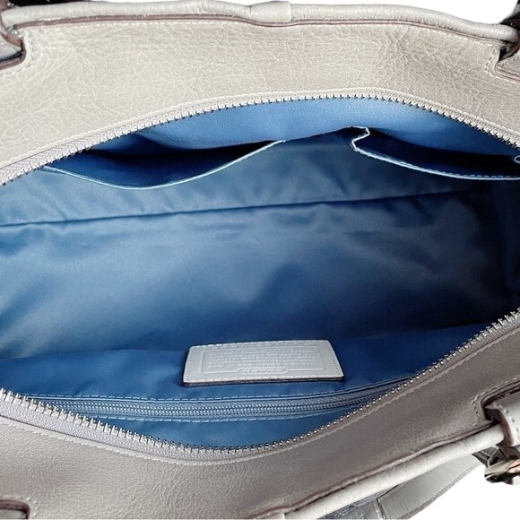 Coach Chelsea Inlaid Leather Charlie Tote Patchwork Gray Silver Blue Lining NEW - Picture 8 of 11